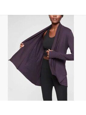 Athleta Pranayama Restore Wrap Purple Cardigan Large